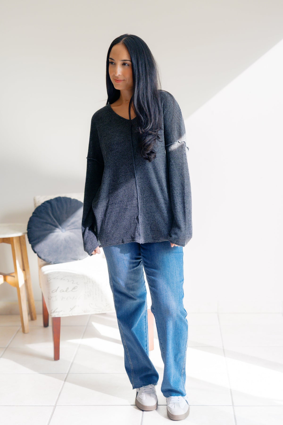 Shopin LA Charcoal Mirage Long Sleeve Sweaters