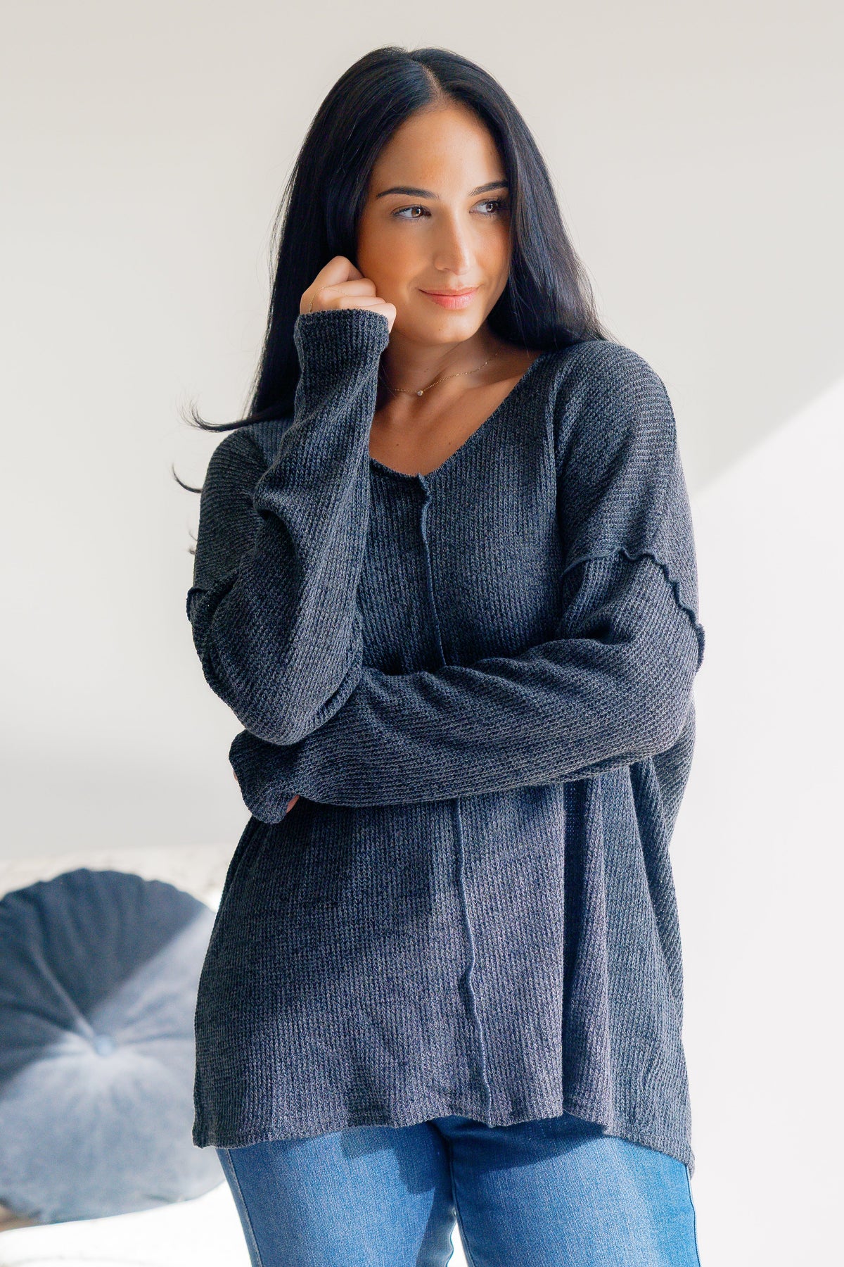 Shopin LA Charcoal Mirage Long Sleeve Sweaters