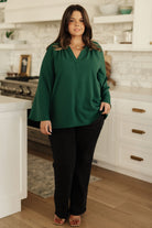 Jodifl Climb On V-Neck Blouse in Dark Green Blouses
