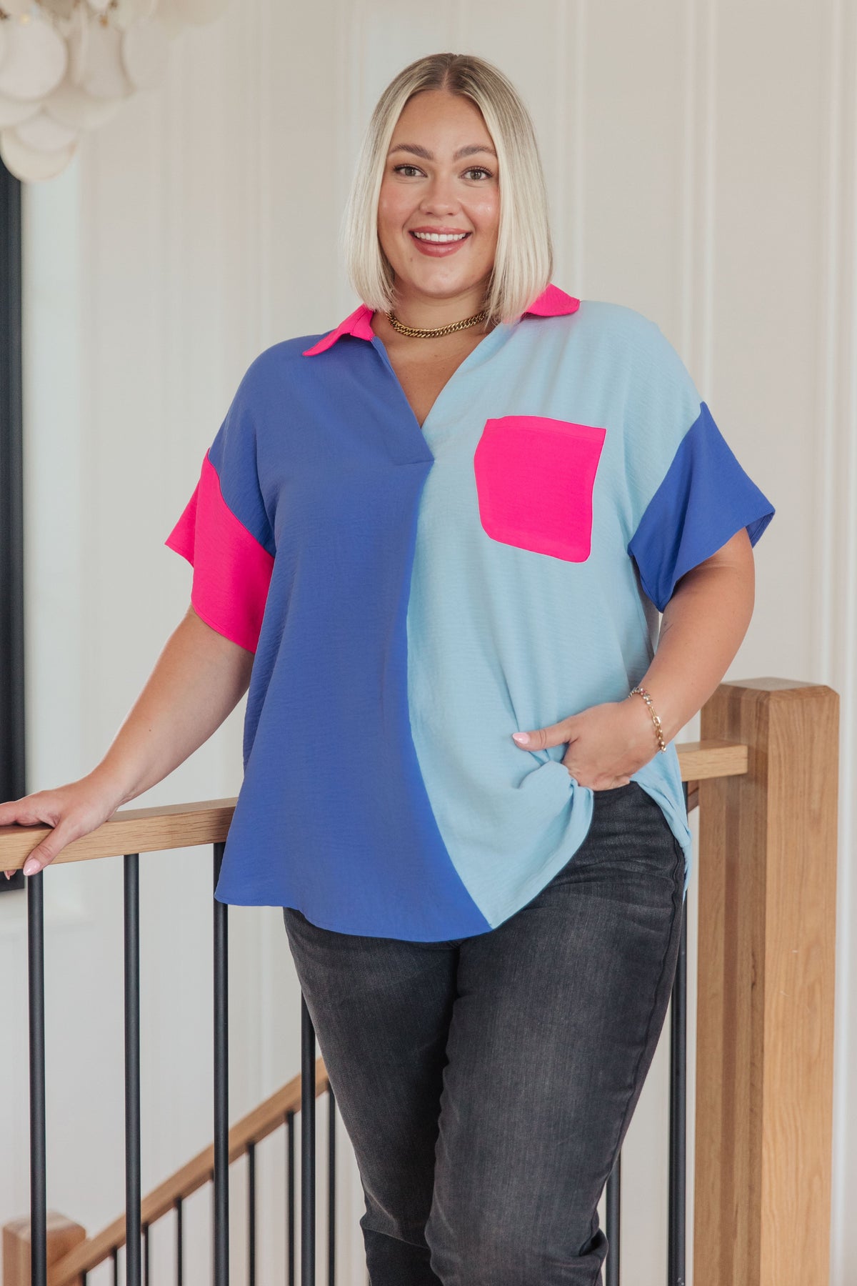 Jodifl Color Me Cool Color Block Top Tops