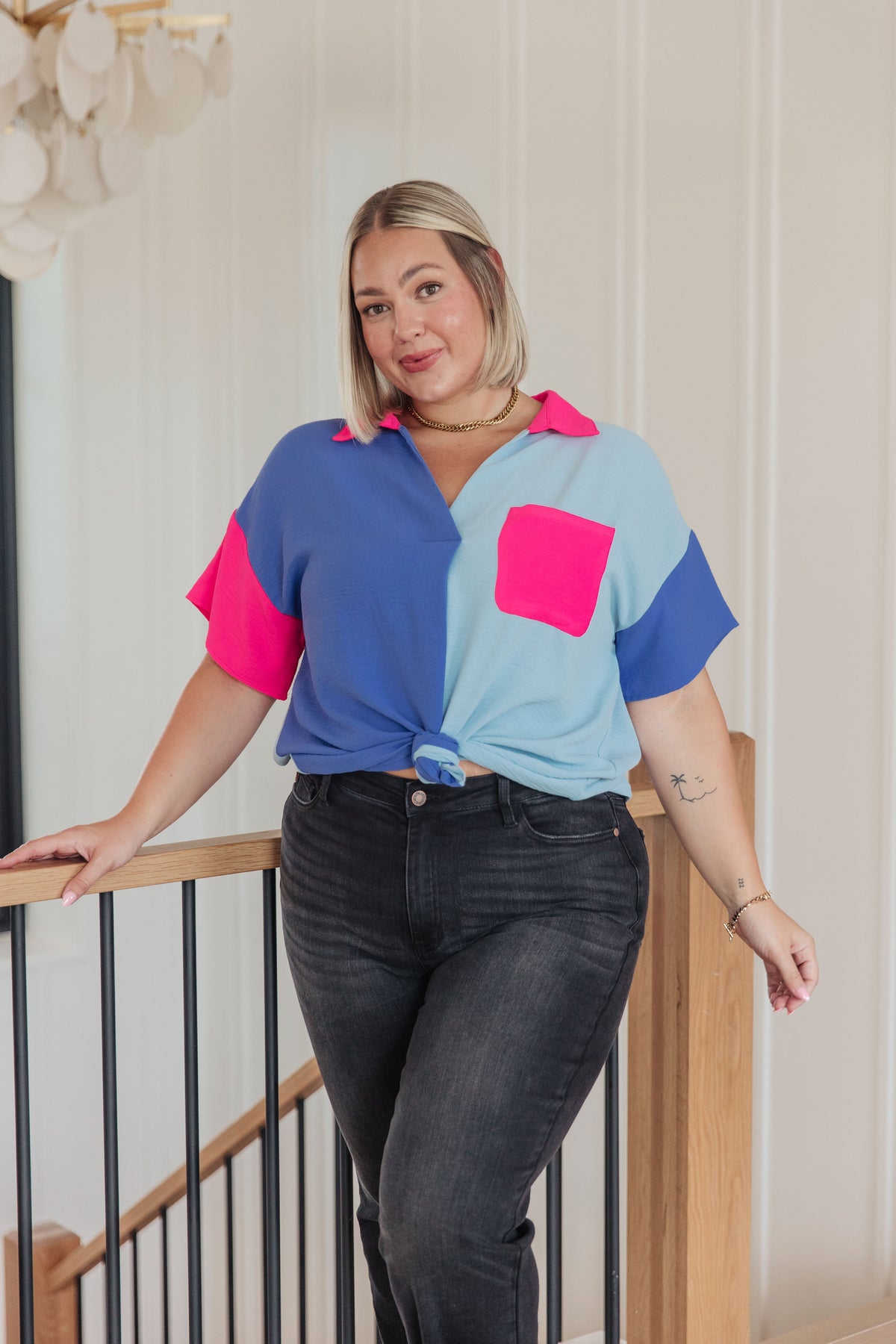 Jodifl Color Me Cool Color Block Top Tops