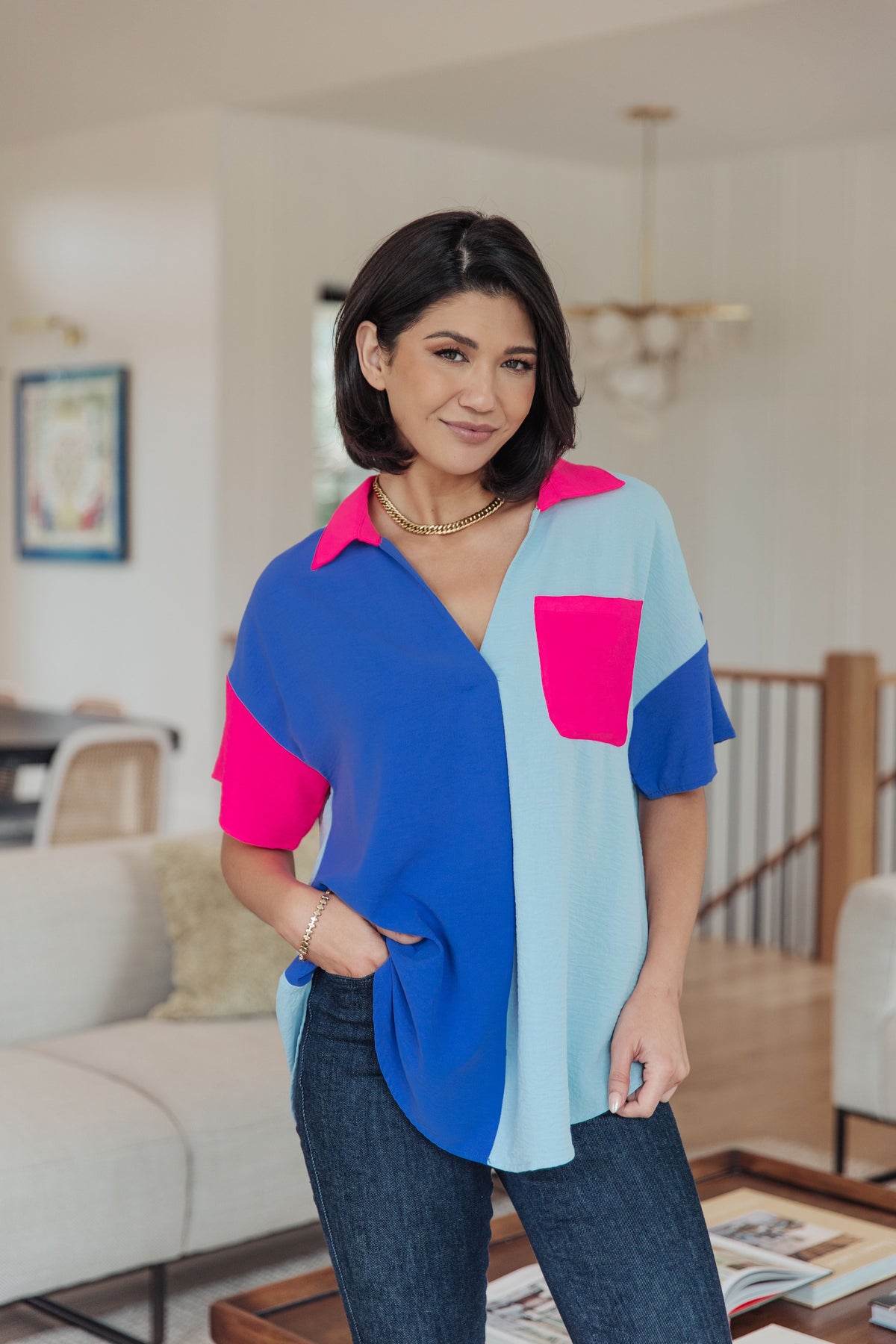 Jodifl Color Me Cool Color Block Top Tops