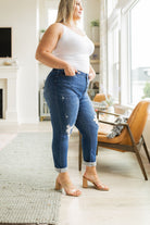 Judy Blue Colt High Rise Button Fly Distressed Boyfriend Jeans Womens