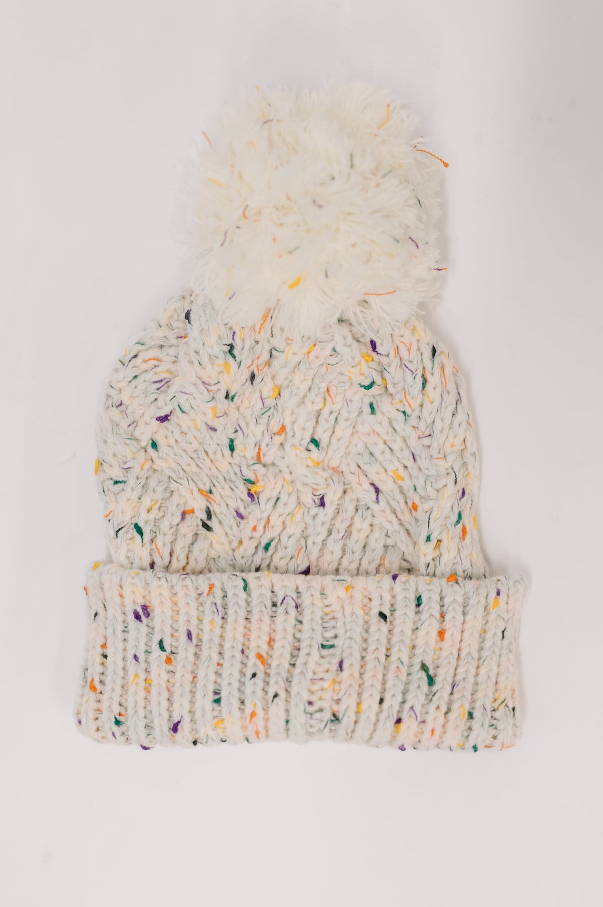 Zenana Cover Your Ears Pom Pom Beanie in Ivory Womens