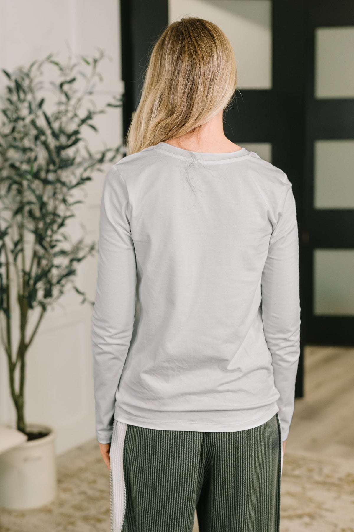 Zenana Down to the Basics Long Sleeve Top in Heathered Grey Tops