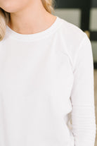 Zenana Down to the Basics Long Sleeve Top in White Womens