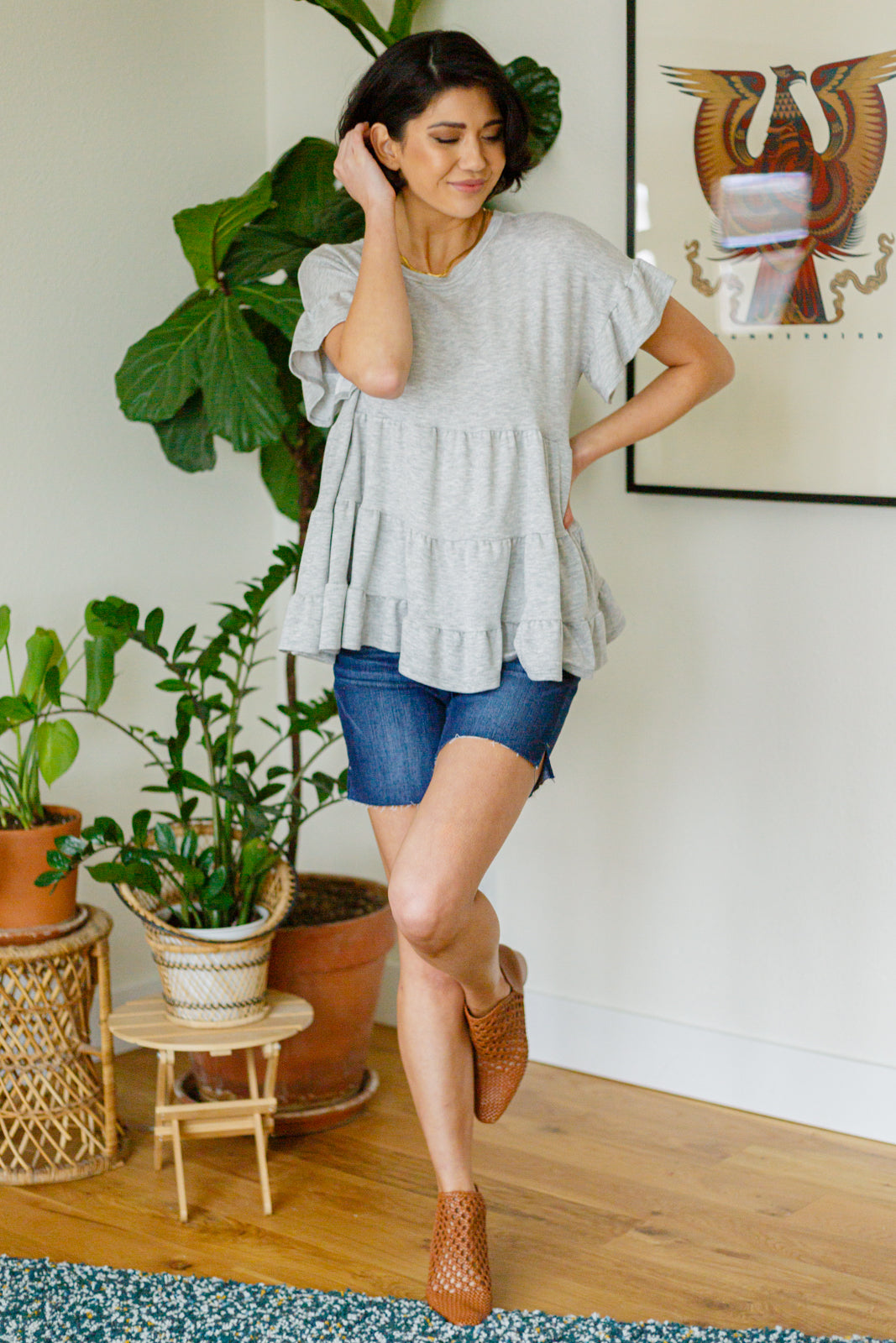 Haptics Endless Memories Tiered Babydoll Top Tops