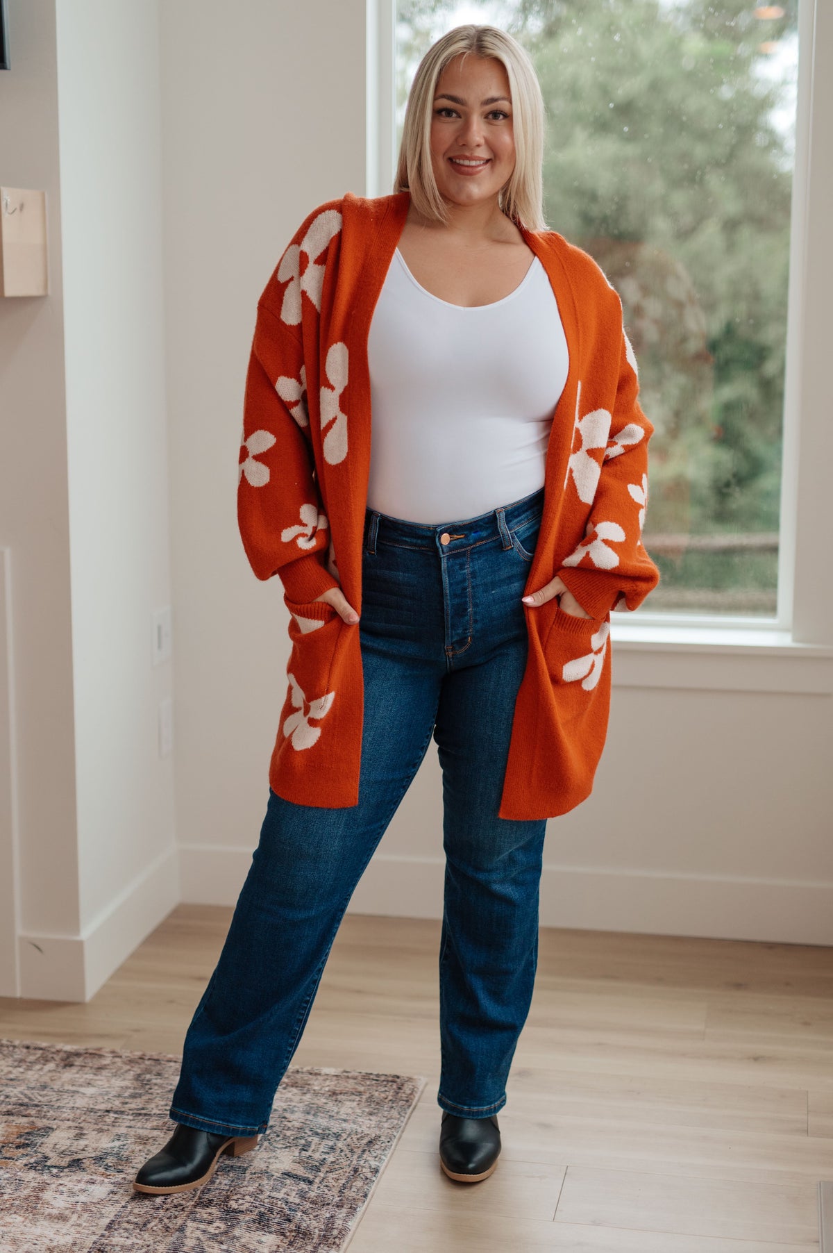 Jodifl Enough Anyways Floral Cardigan in Burnt Orange Cardigans