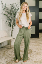 Zenana Essential Feeling Straight Leg Lounge Pants in Light in Olive Pants