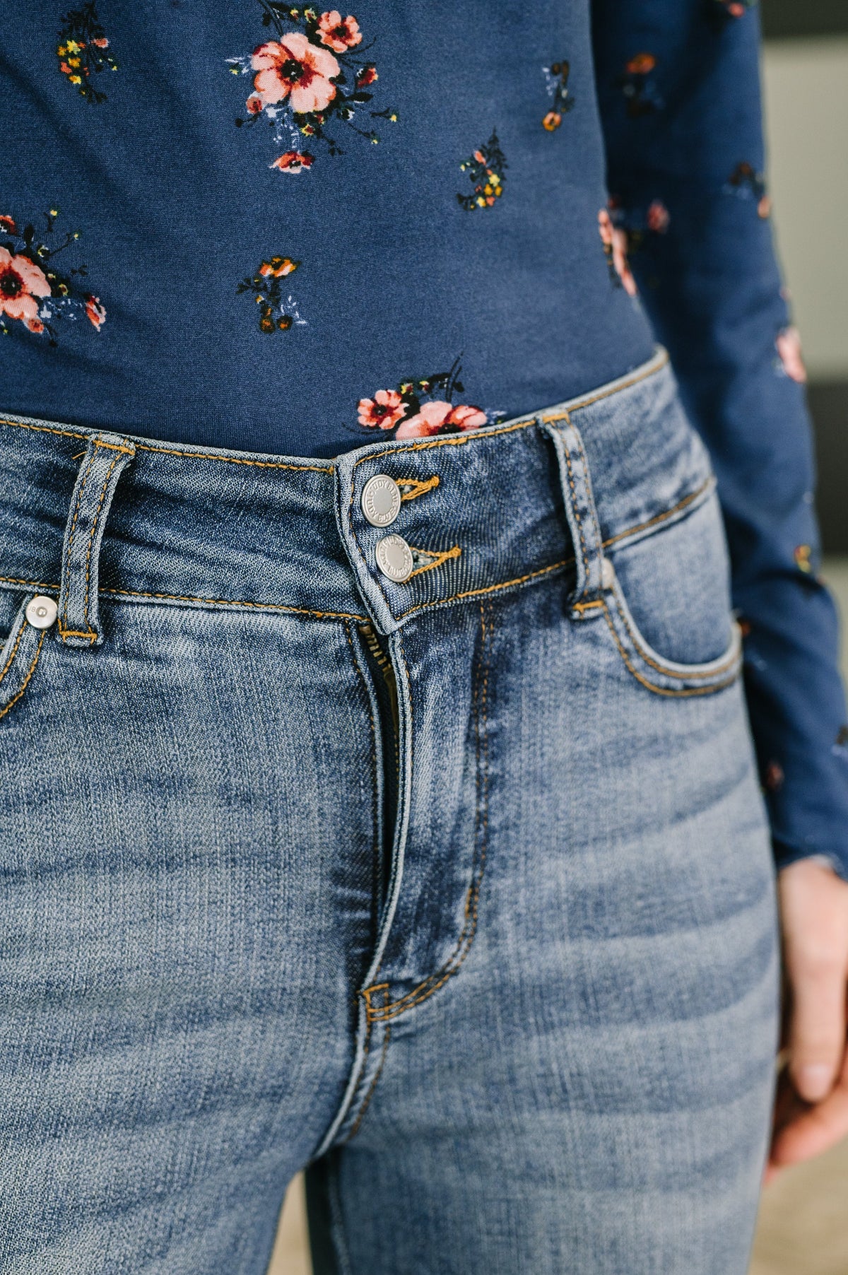 Eva High Waist Flare Tummy Control Double Button WB Jeans