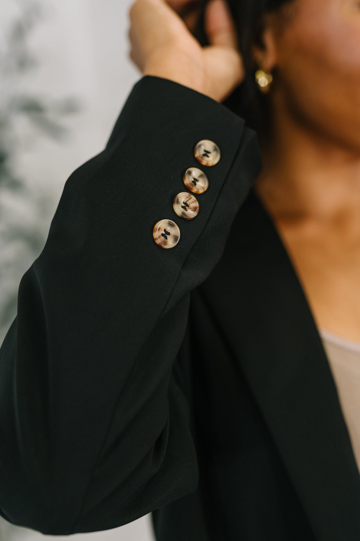 Jodifl Every Day Blazer in Black with Leopard Accent Layers