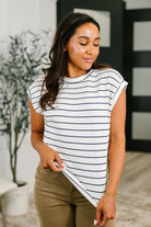 Haptics Everything In Between Striped Cap Sleeve Tee Womens