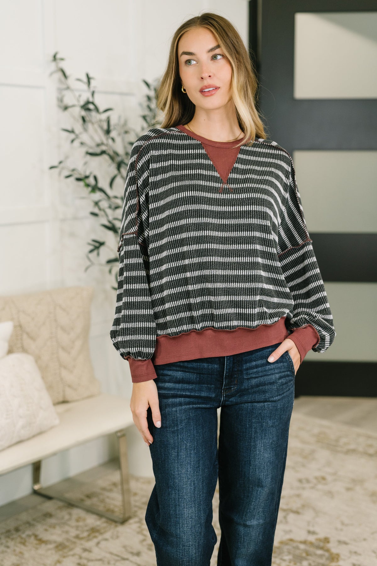Haptics Exceptionally Cozy Contrast Relaxed Pullover Sweaters