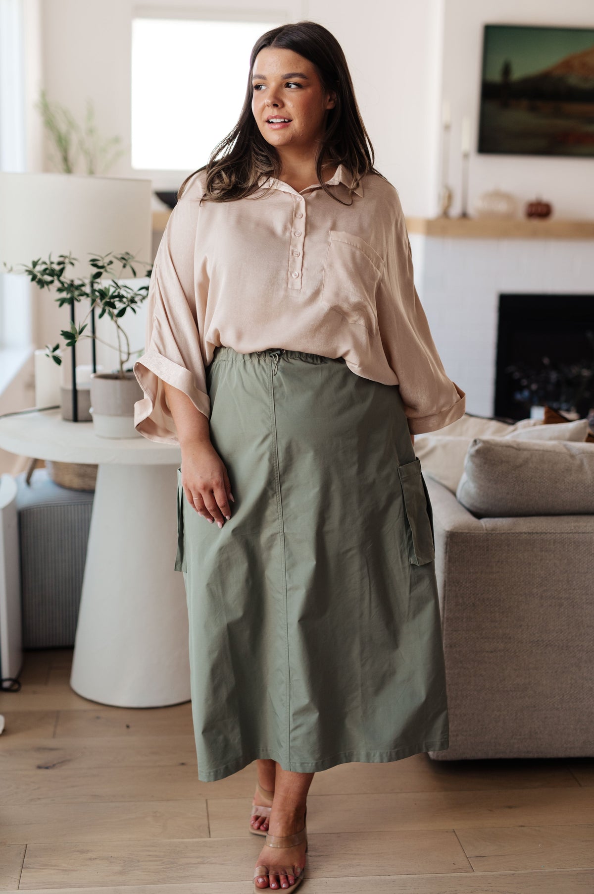 Andree by Unit In Your Thoughts Oversized Dolman Sleeve Top in Champagne Tops