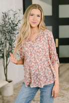 Heimish Favorite Florist Split Neck Half Sleeve Top Tops