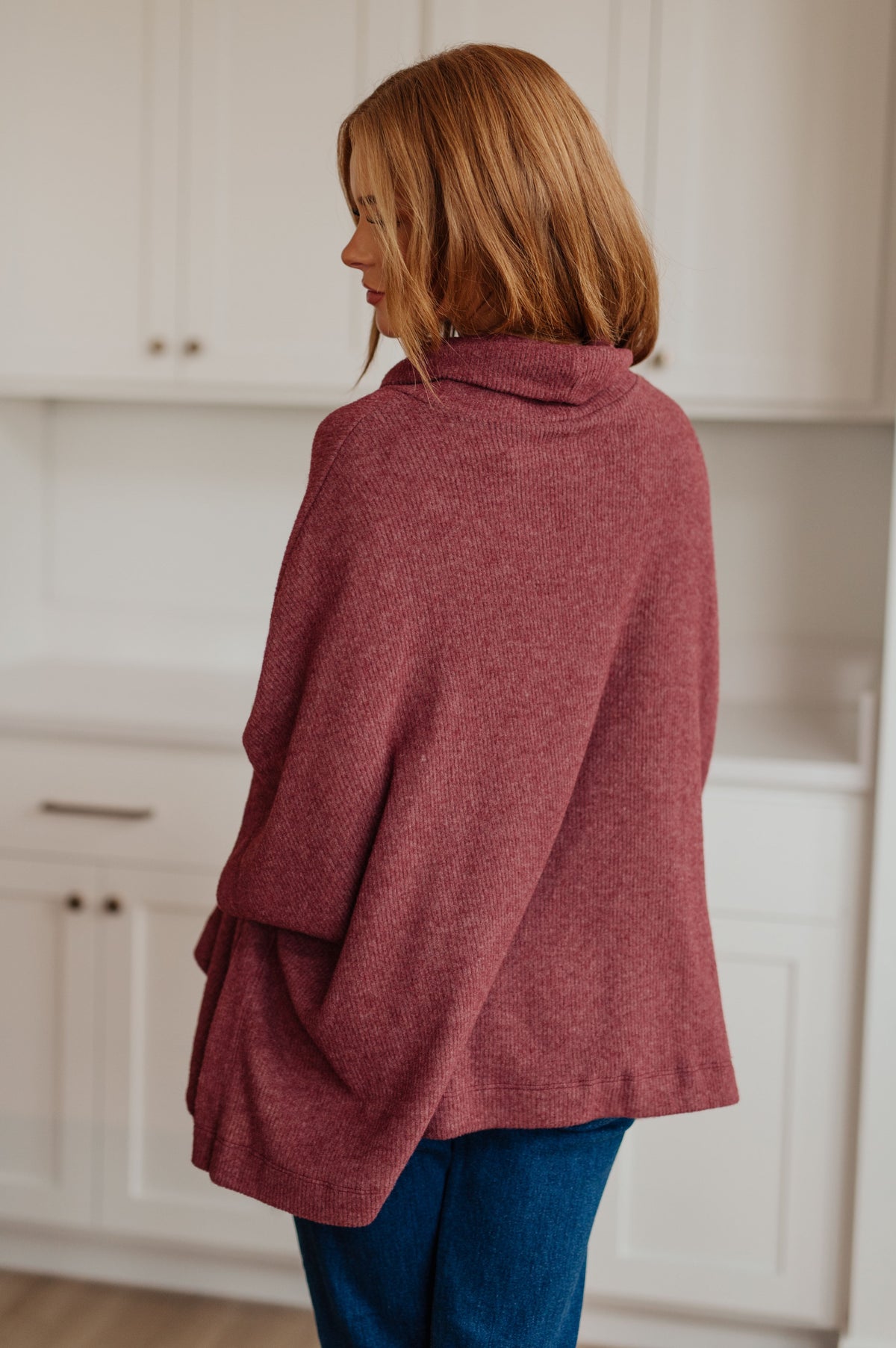 White Birch Forgive Me Cowl Neck Poncho Layers