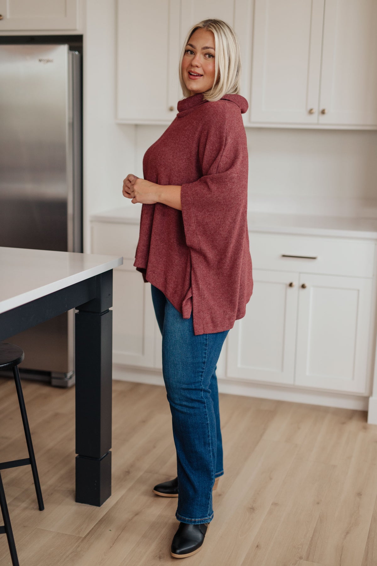 White Birch Forgive Me Cowl Neck Poncho Layers