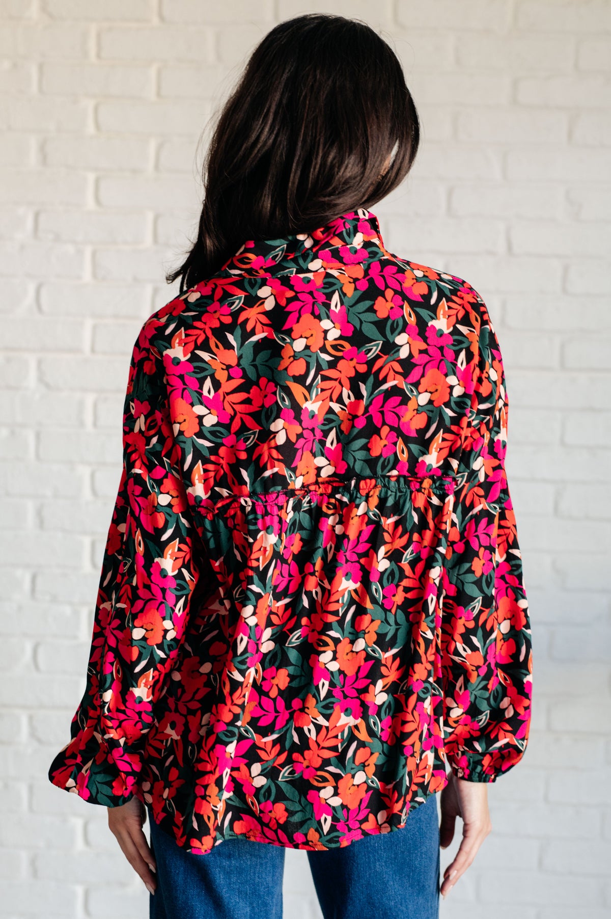 Andree By Unit Floral Francophile Ruffle Detail Button Up Blouses