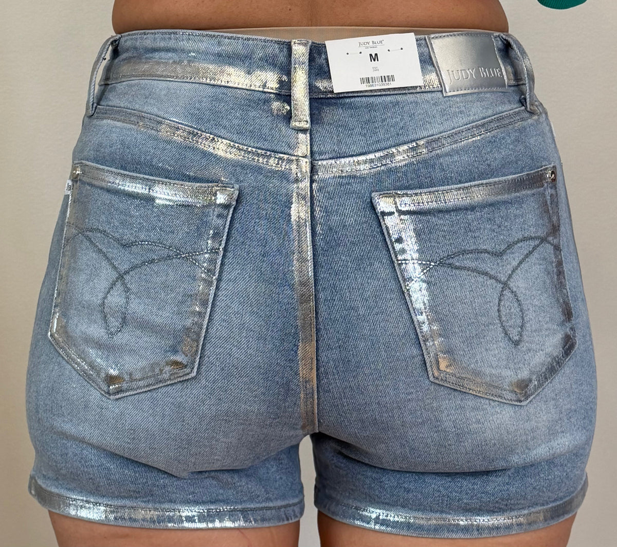 Judy Blue Slim Fit Metallic Seam High-Rise Shorts