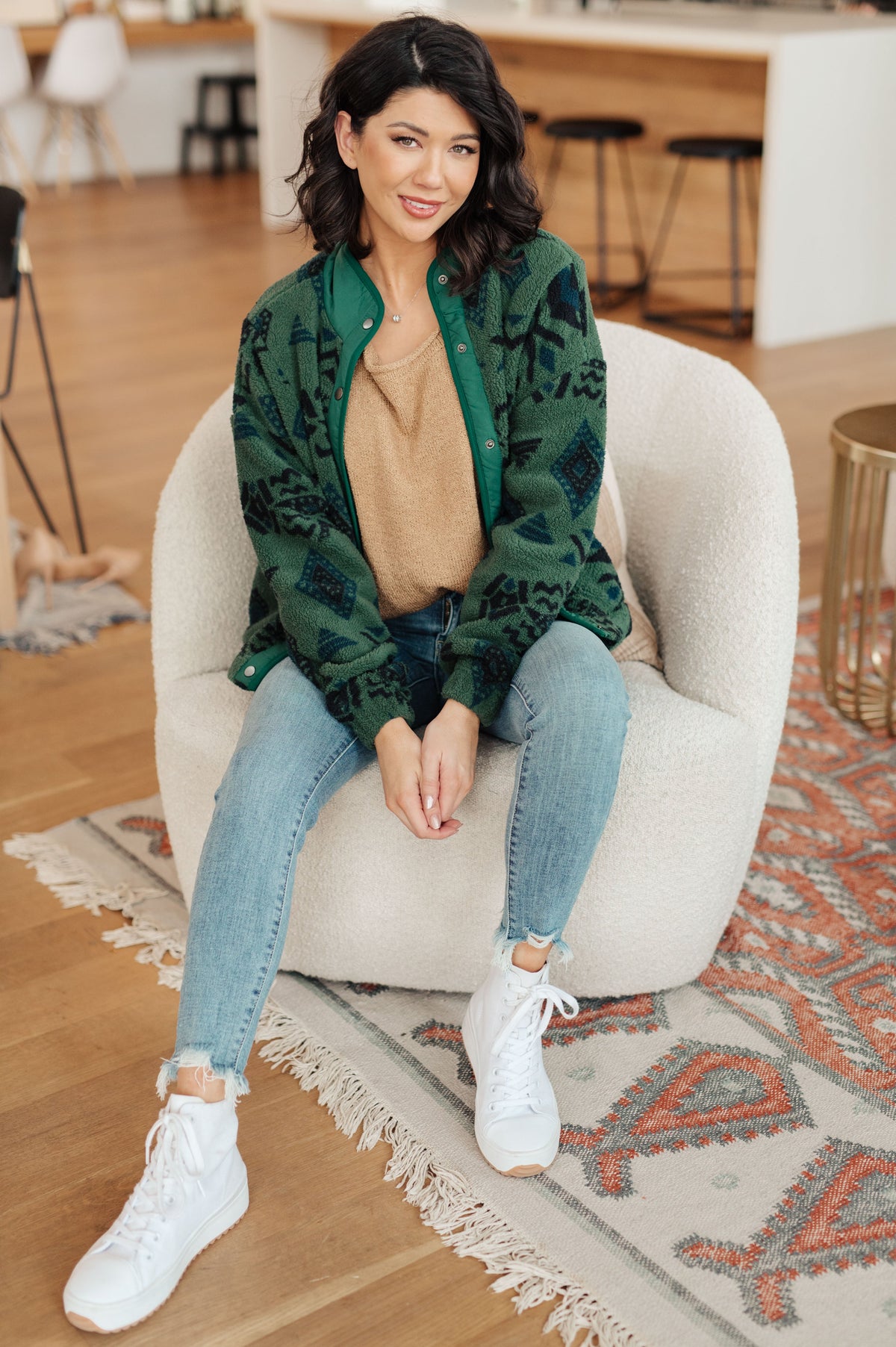 Sew In Love High Perspective Geometric Fleece Jacket Layers
