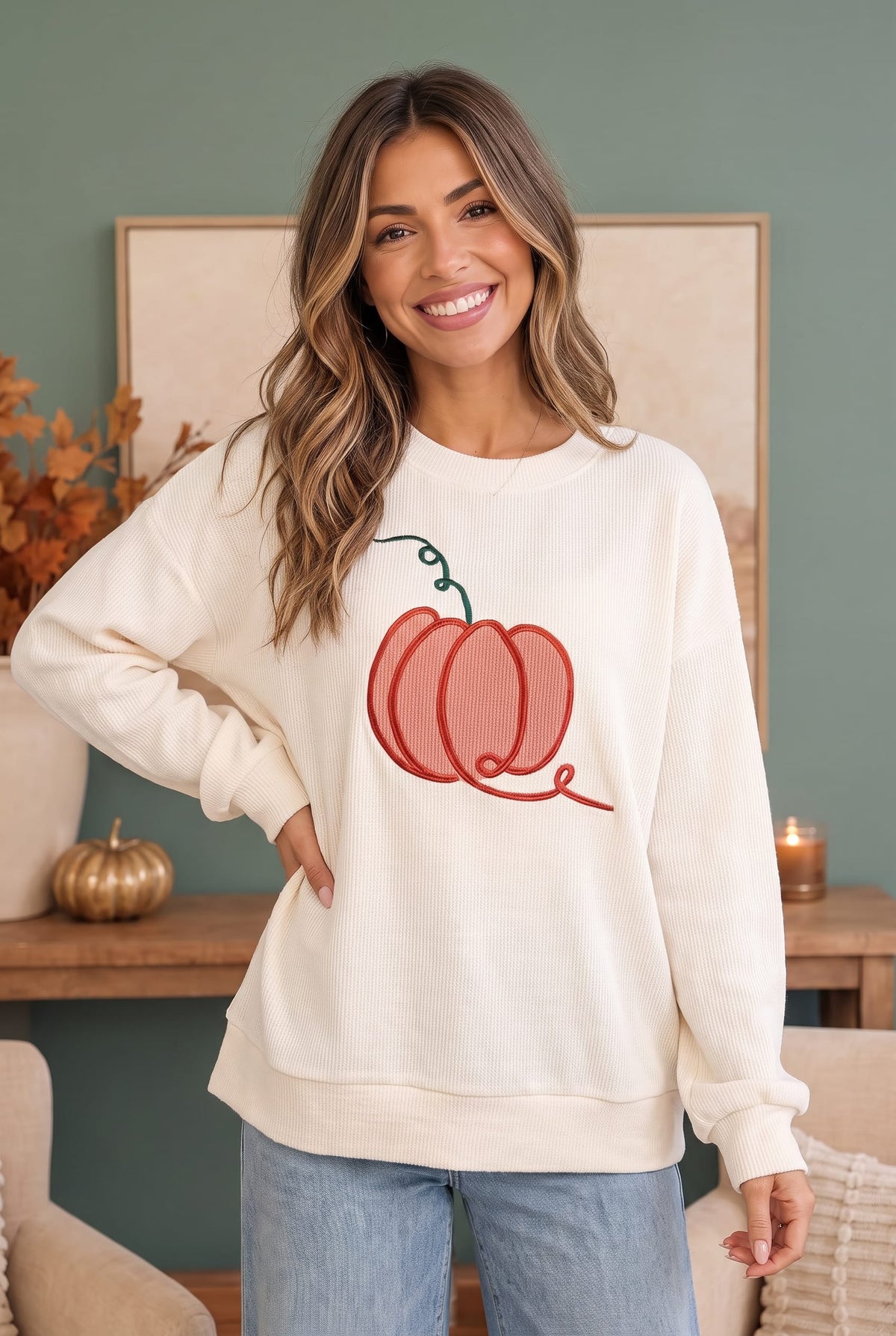 Haptics Pumpkin Patch Corded Sweatshirt