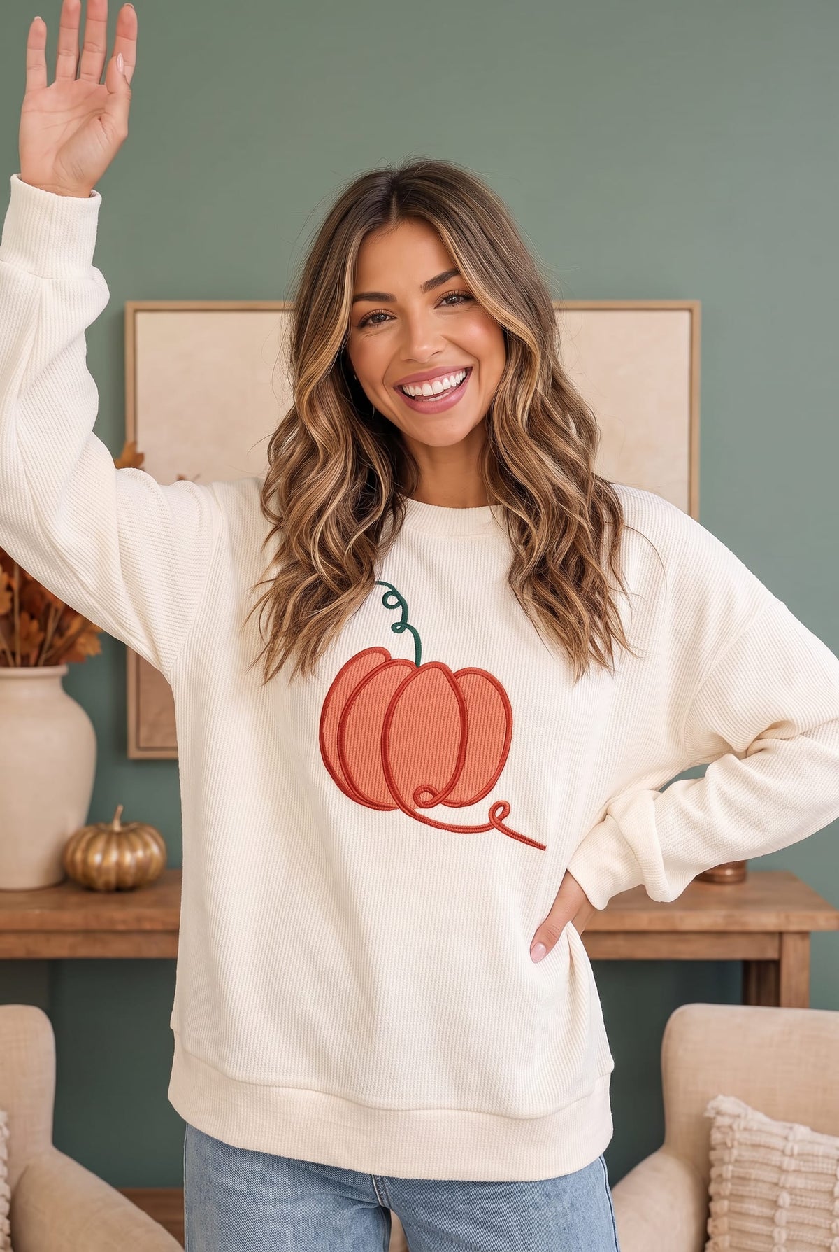 Haptics Pumpkin Patch Corded Sweatshirt