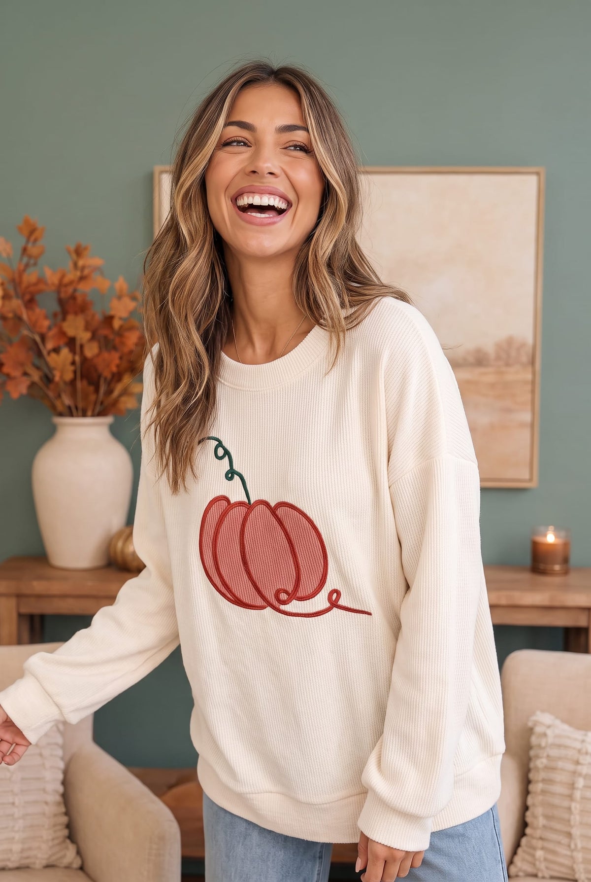 Haptics Pumpkin Patch Corded Sweatshirt