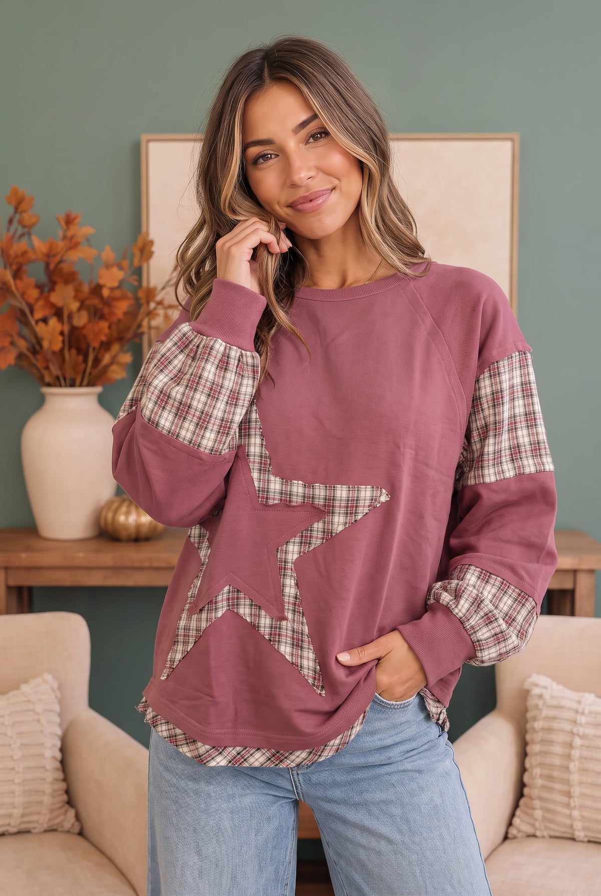 Haptics Starry Eyed Pullover Sweatshirt Tops