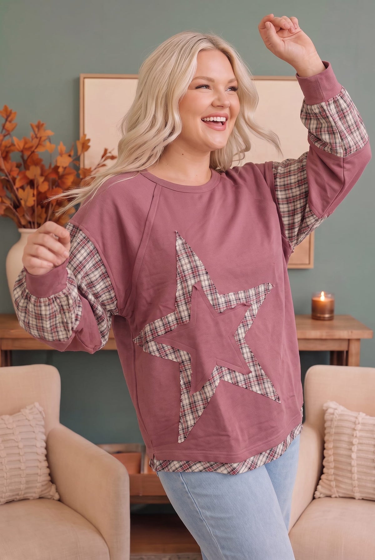 Haptics Starry Eyed Pullover Sweatshirt Tops