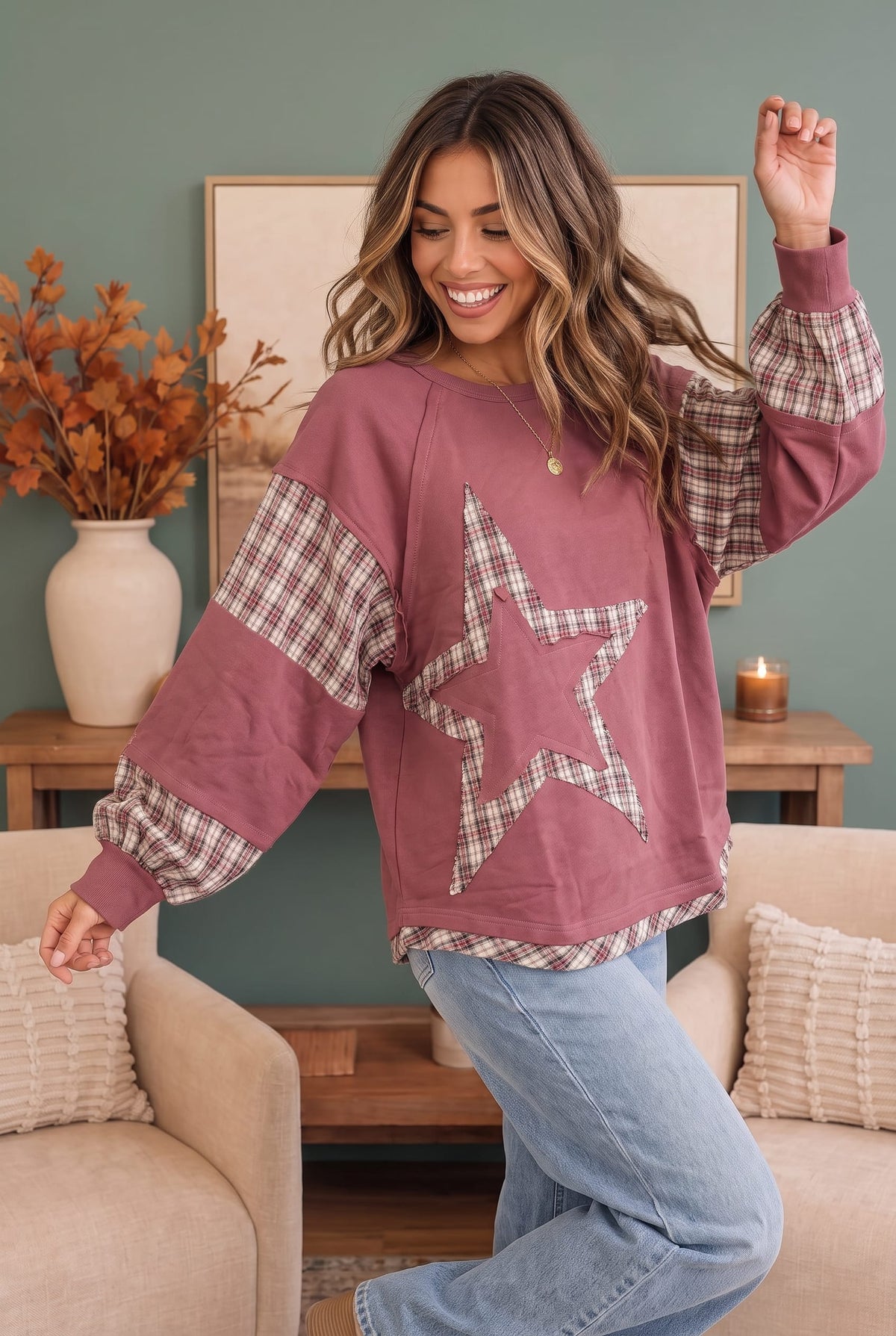 Haptics Starry Eyed Pullover Sweatshirt Tops
