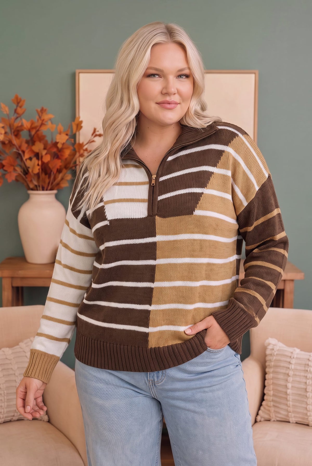 Haptics Prep School Chic Quarter Zip Sweater Sweaters