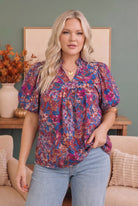 Haptics Blooming Beautifully Floral Puff Sleeve Top