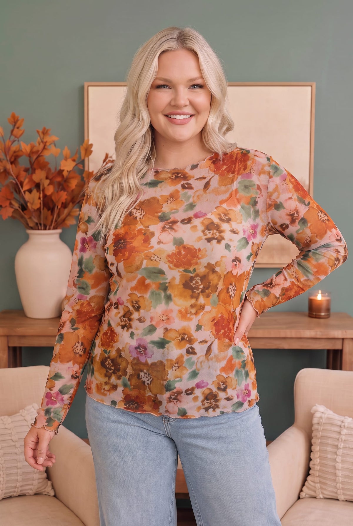 Haptics Mums the Word Mesh Floral Top Tops