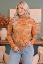 Haptics Pumpkin Patch Mesh Mock Neck Top Tops