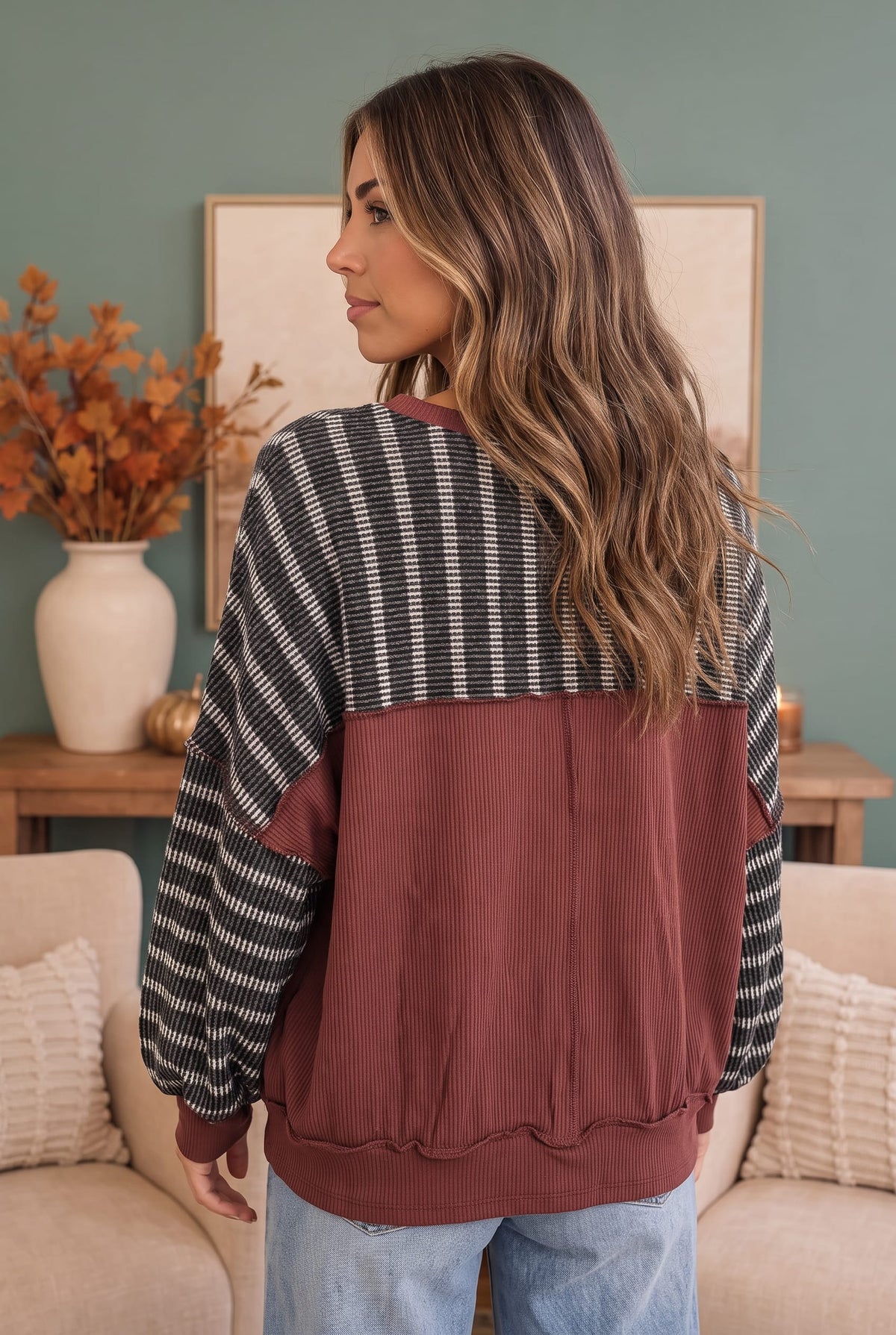 Haptics Perfect Plum Striped Sweater Sweaters