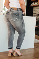 Judy Blue Hadley High Rise Tummy Control Release Hem Skinny Jeans In Washed Out Gray Womens