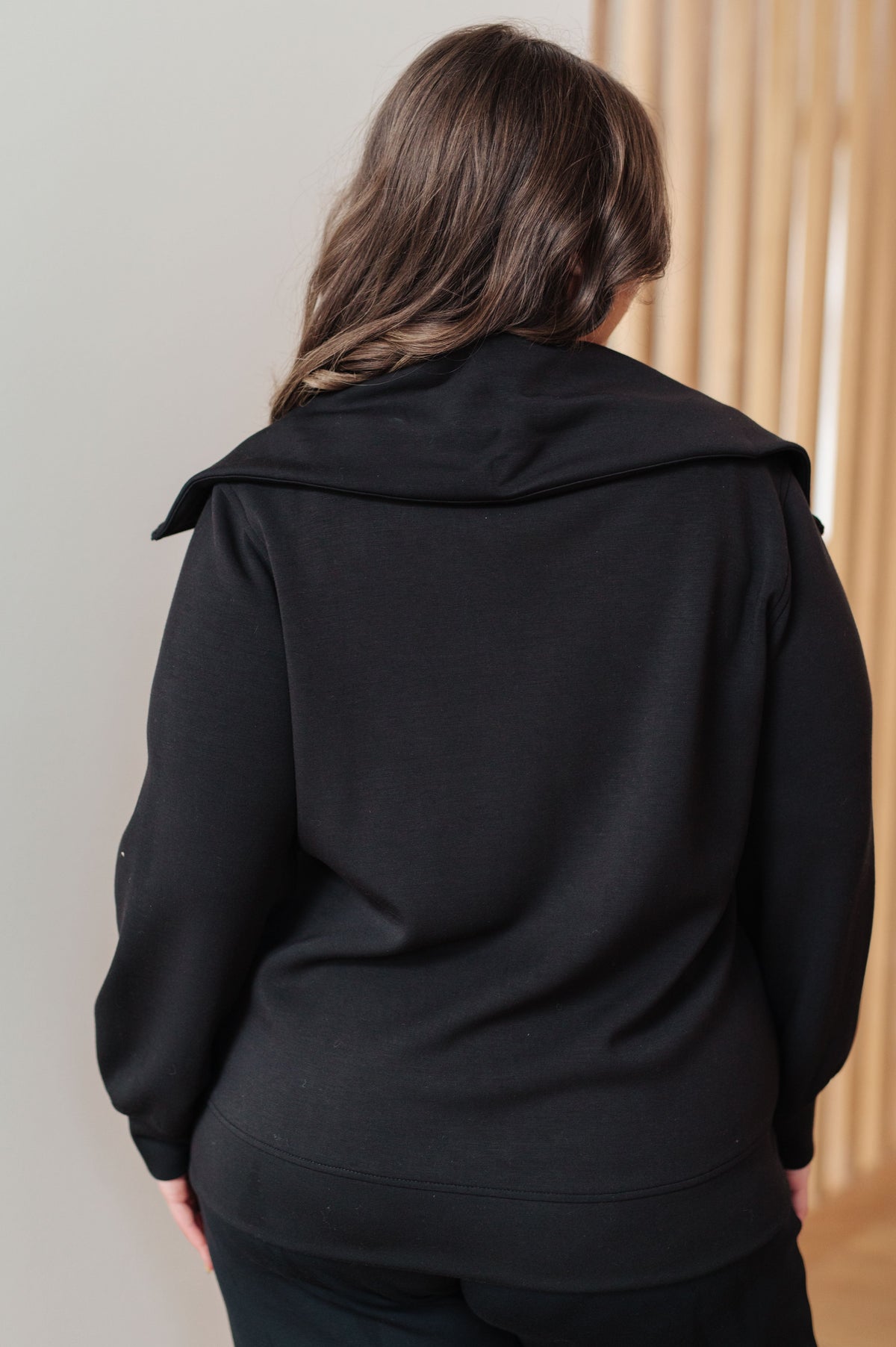 Rae Mode Handle That Micro Modal Scuba Knit High Neck Zip Up Black Jacket Layers