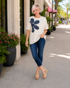Haptics Paisley Petal Graphic Tee in Cream