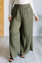 Very J Harmony High Rise Wide Pants in Olive Bottoms