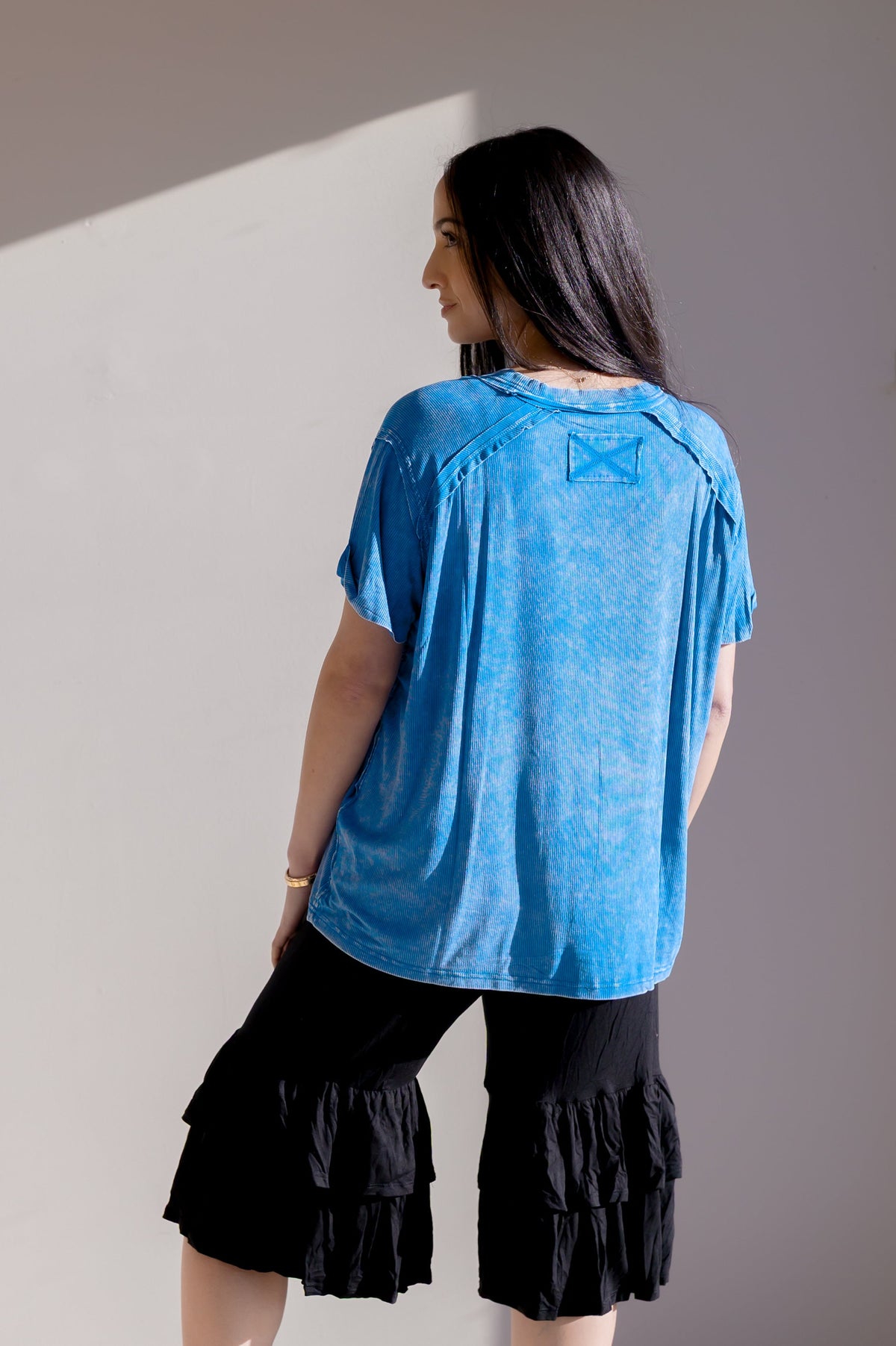 Zenana Hazy Wash Rib Top Tops
