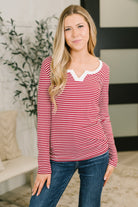 7th Ray Here, There, Everywhere Split Neck Top in Burgundy Womens