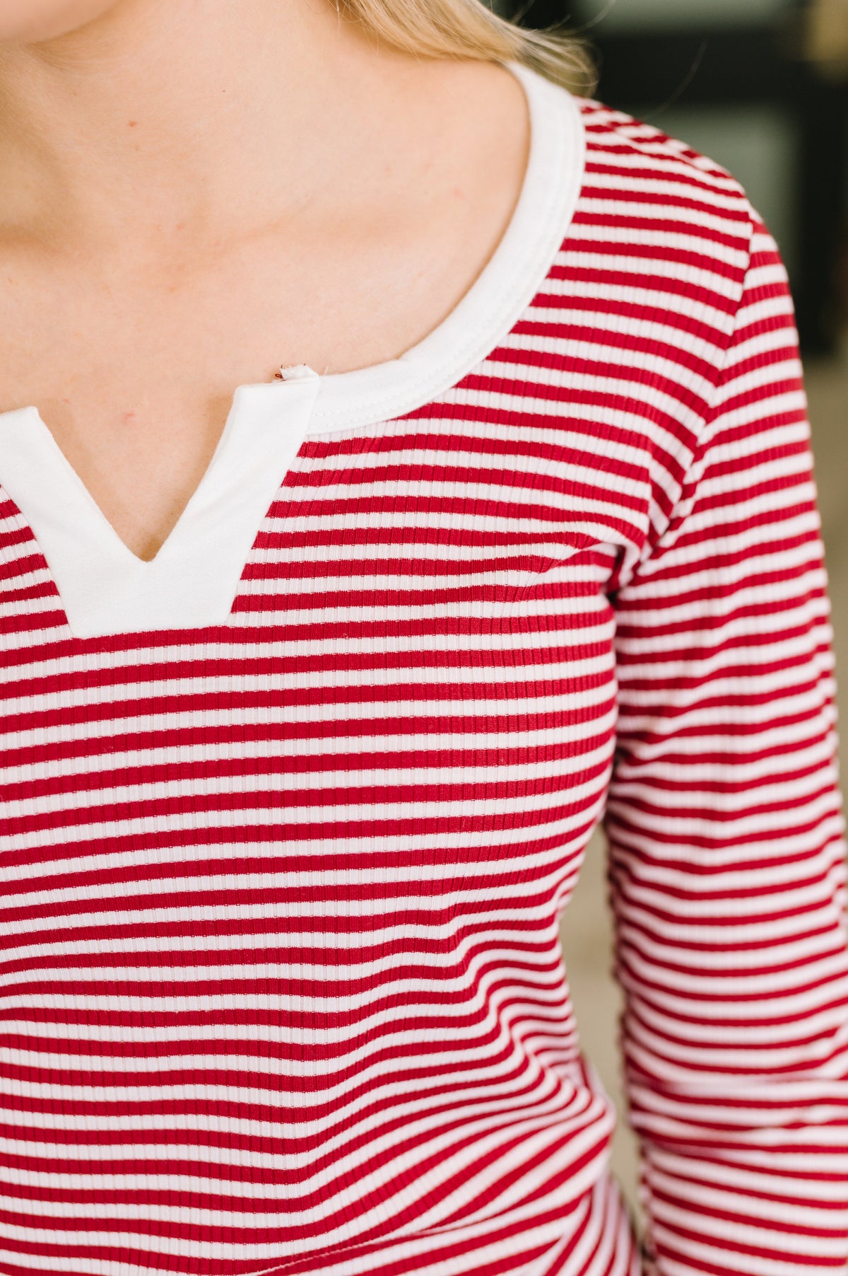 7th Ray Here, There, Everywhere Split Neck Top in Burgundy Womens