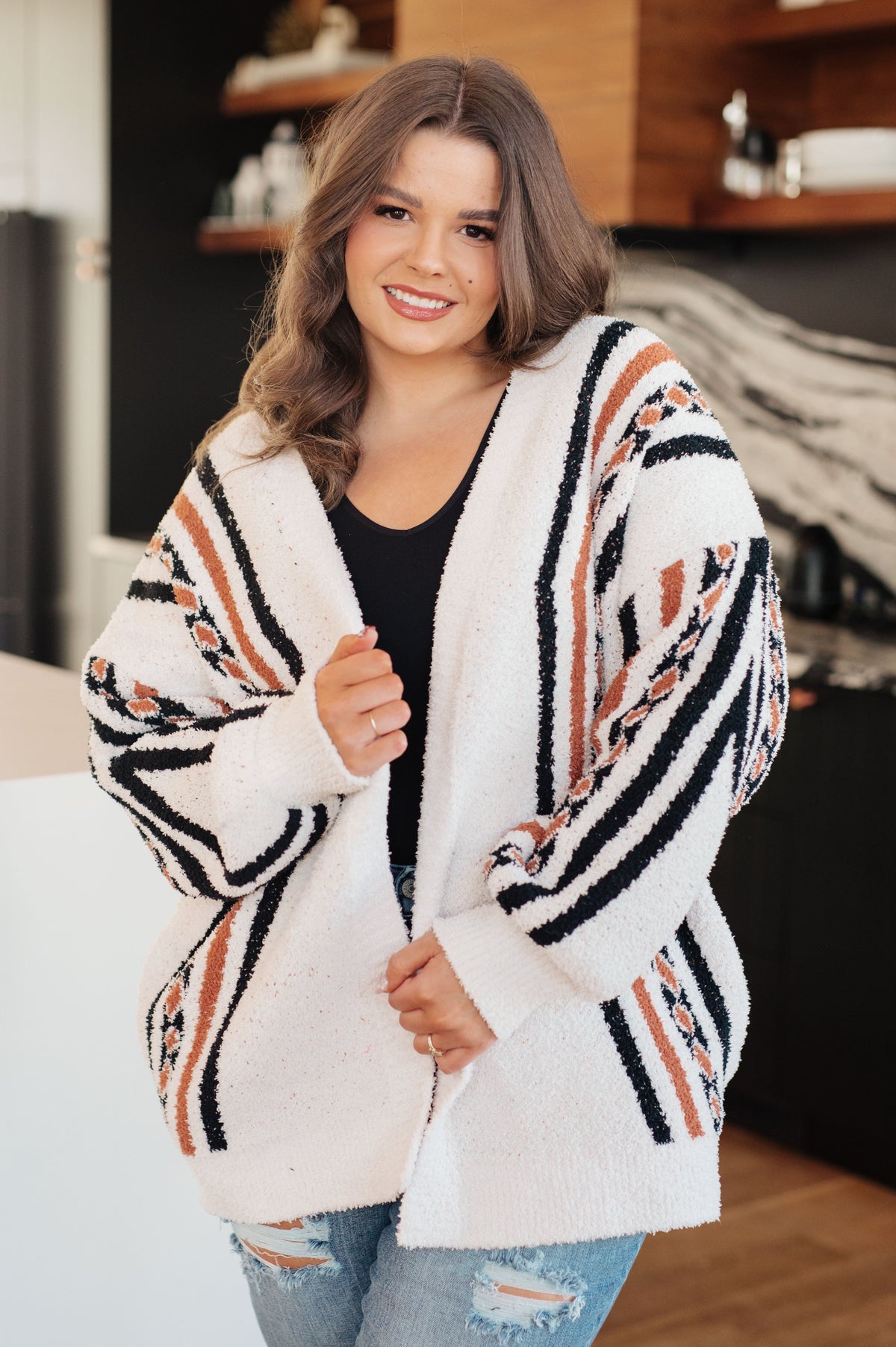 Very J Holding On Aztec Print Cardigan Layers