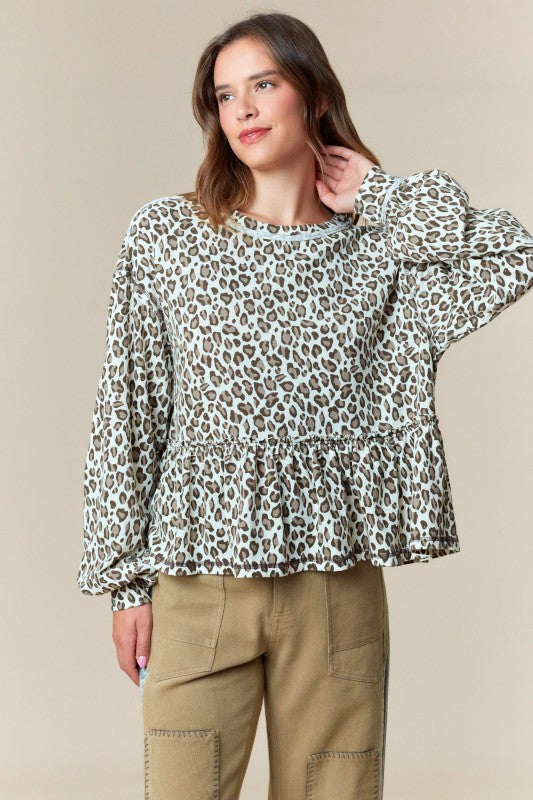 Fantastic Fawn Wild at Heart Leopard Peplum Top