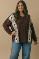 Haptics Darling Daisies Long Sleeve in Brown Tops