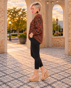 Haptics Wild One Rust Leopard Bubble Long Sleeve Top Tops