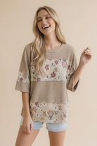 Haptics Floral Grove Comfort Wave Ribbed Top