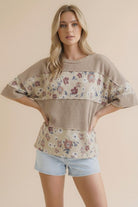 Haptics Floral Grove Comfort Wave Ribbed Top