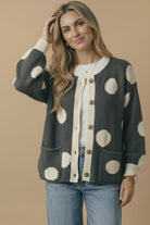 Haptics Polka Dot More Myself Button Down Jacquard Cardigan Womens