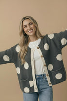 Haptics Polka Dot More Myself Button Down Jacquard Cardigan Womens
